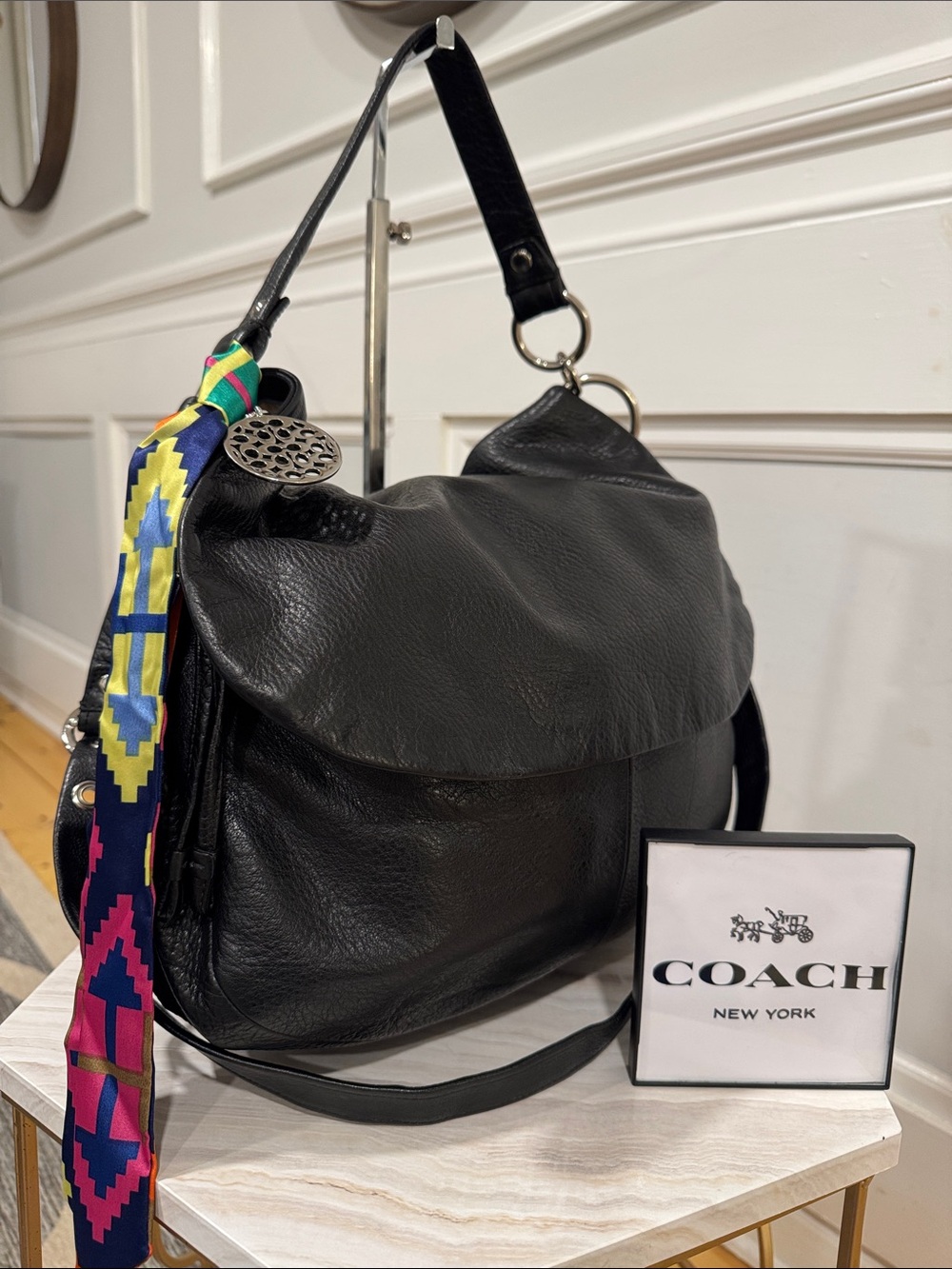 Coach Bag Ali Large Vintage Black Leather Hobo Bag